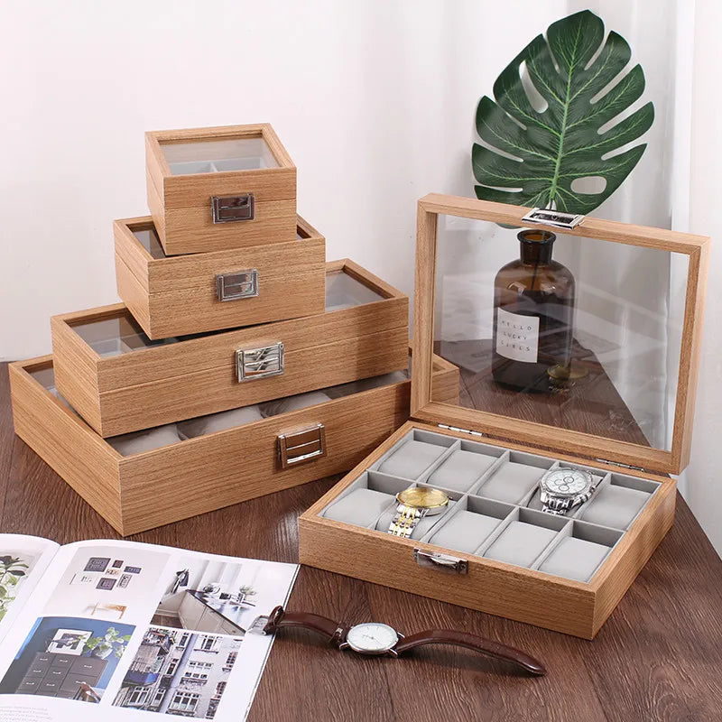 Wellzone 2024 New Style Environmental Protection Bamboo Watch Box Fashionable Chinese Style Watch Storage Case