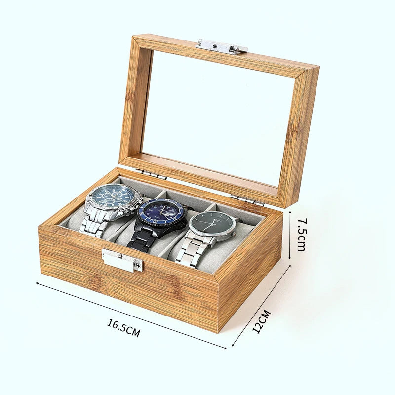 Wellzone 2024 New Style Environmental Protection Bamboo Watch Box Fashionable Chinese Style Watch Storage Case