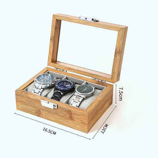 Wellzone 2024 New Style Environmental Protection Bamboo Watch Box Fashionable Chinese Style Watch Storage Case