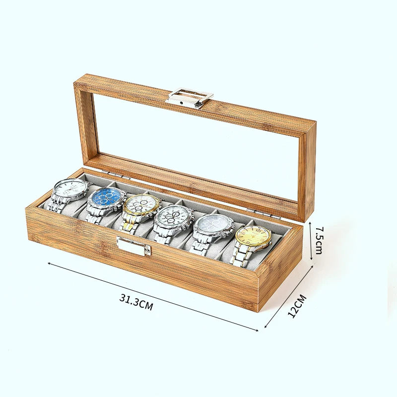 Wellzone 2024 New Style Environmental Protection Bamboo Watch Box Fashionable Chinese Style Watch Storage Case