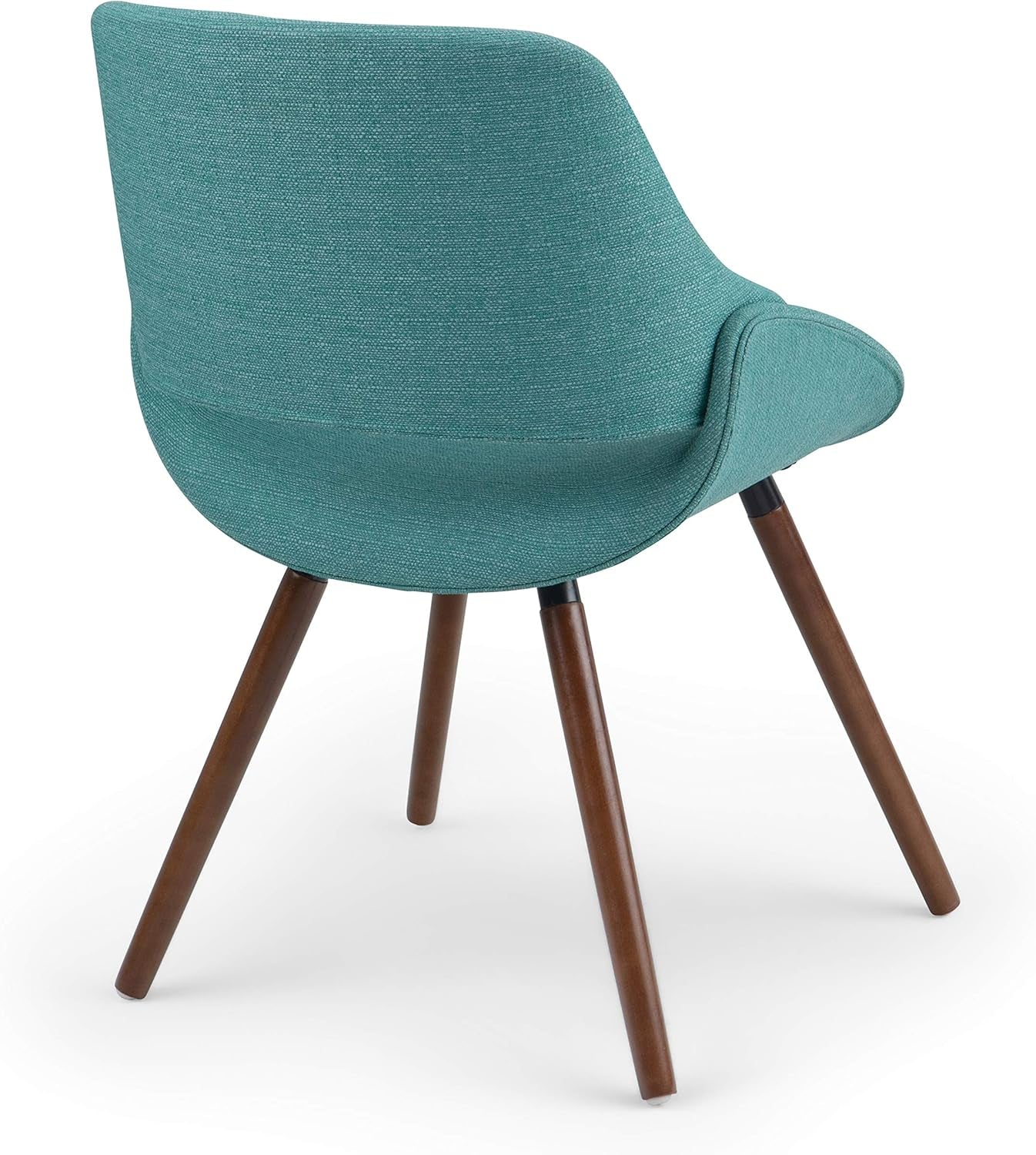 Malden Dining Chairs - Upholstered Bentwood Frame and Woven Fabric Kitchen Chair in Turquoise Blue, Modern Dining Room Seating with Curved Contoured Back, Walnut Veneer Legs and Padded Seat