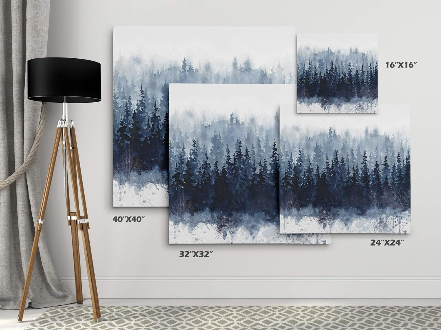 Indigo Forest Gallery Wrapped Canvas Wall Art, 16X16