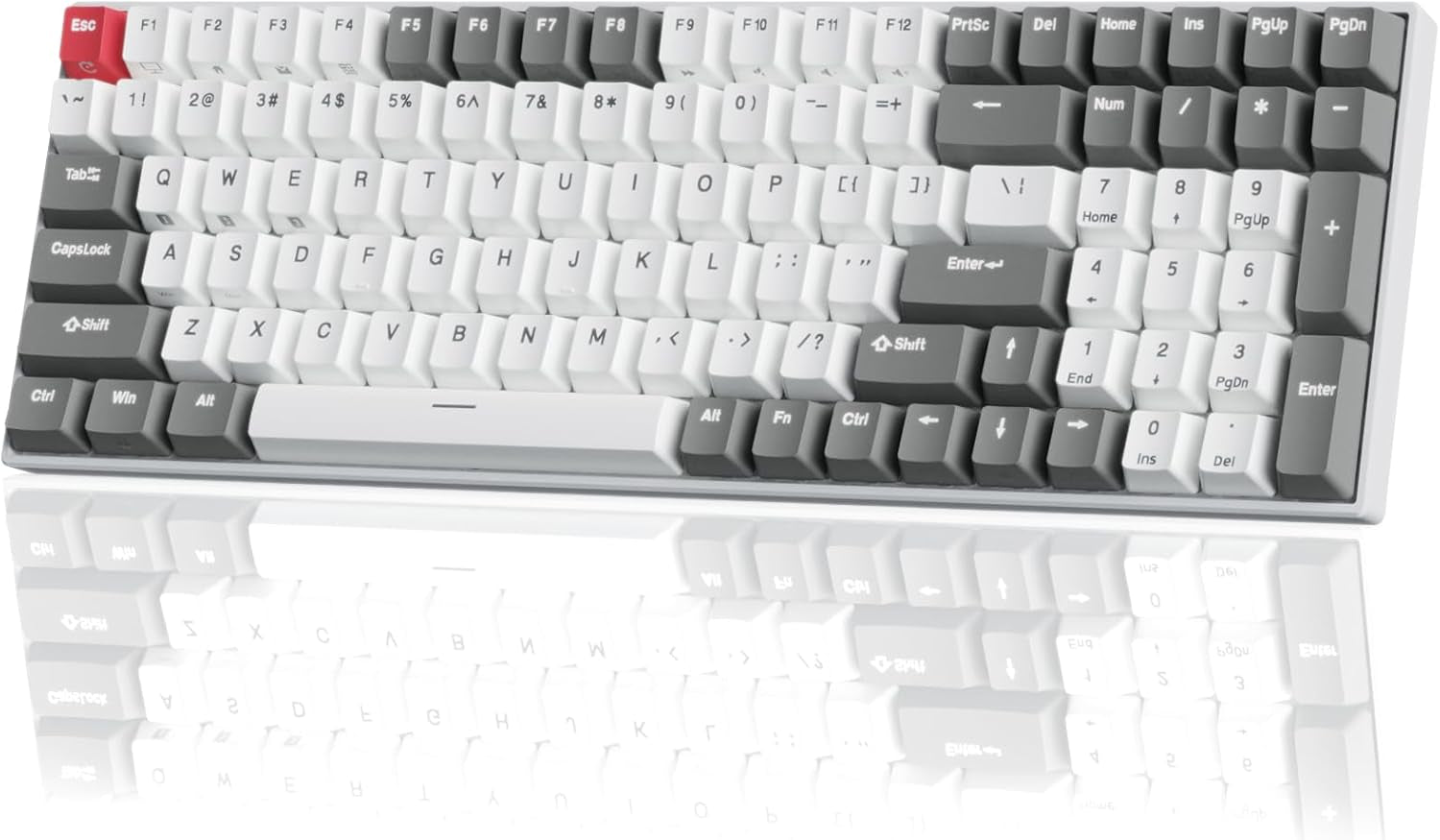 RK100 Wireless Mechanical Keyboard RGB Backlit Bluetooth5.1/2.4G/Wired 96% Full Size 100-Key Hot Swappable Gaming Keyboard Red Switch Classic