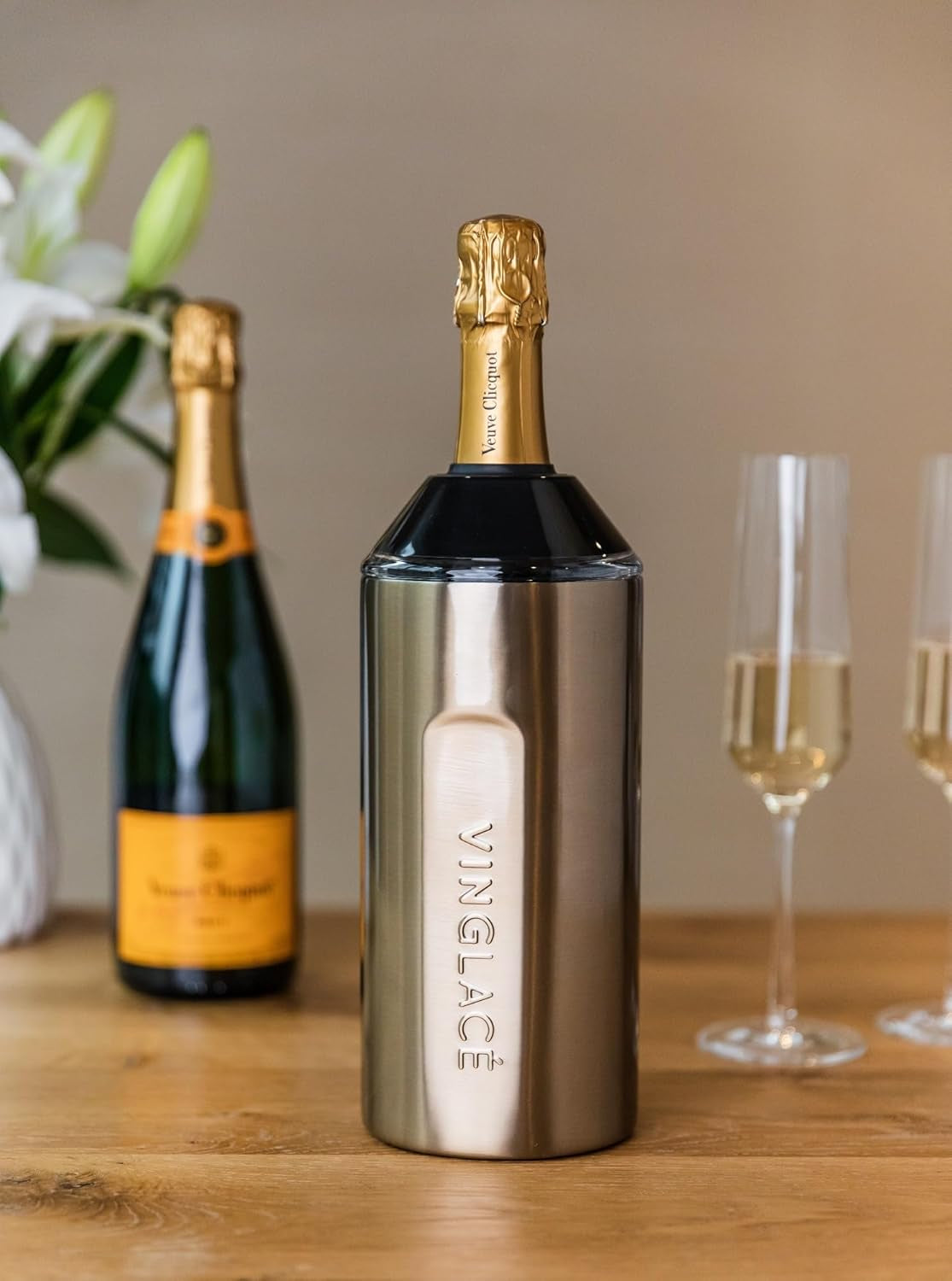 Wine Bottle Chiller- Portable Champagne Insulator- Stainless Steel Wine Cooler Sleeve, Stainless Steel